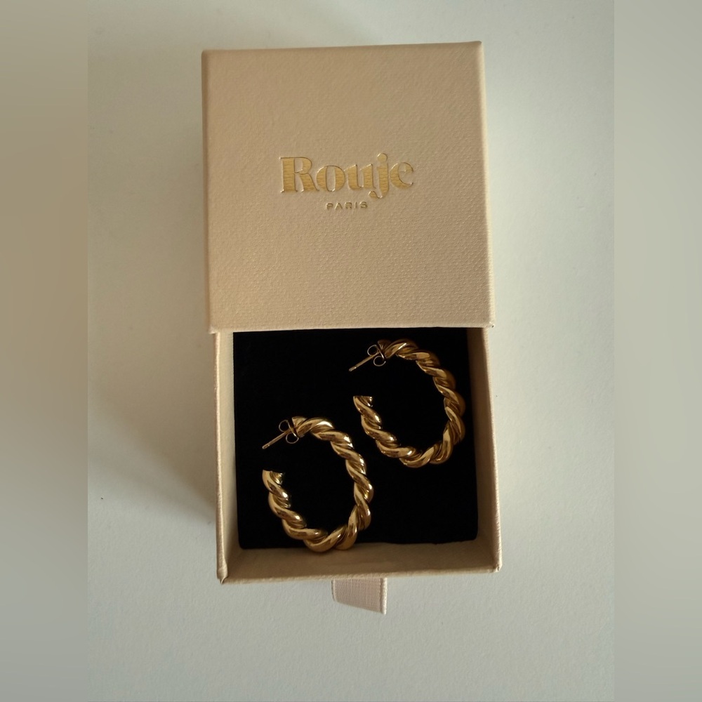 Rouje Audrey Gold Braided Hoop Earrings